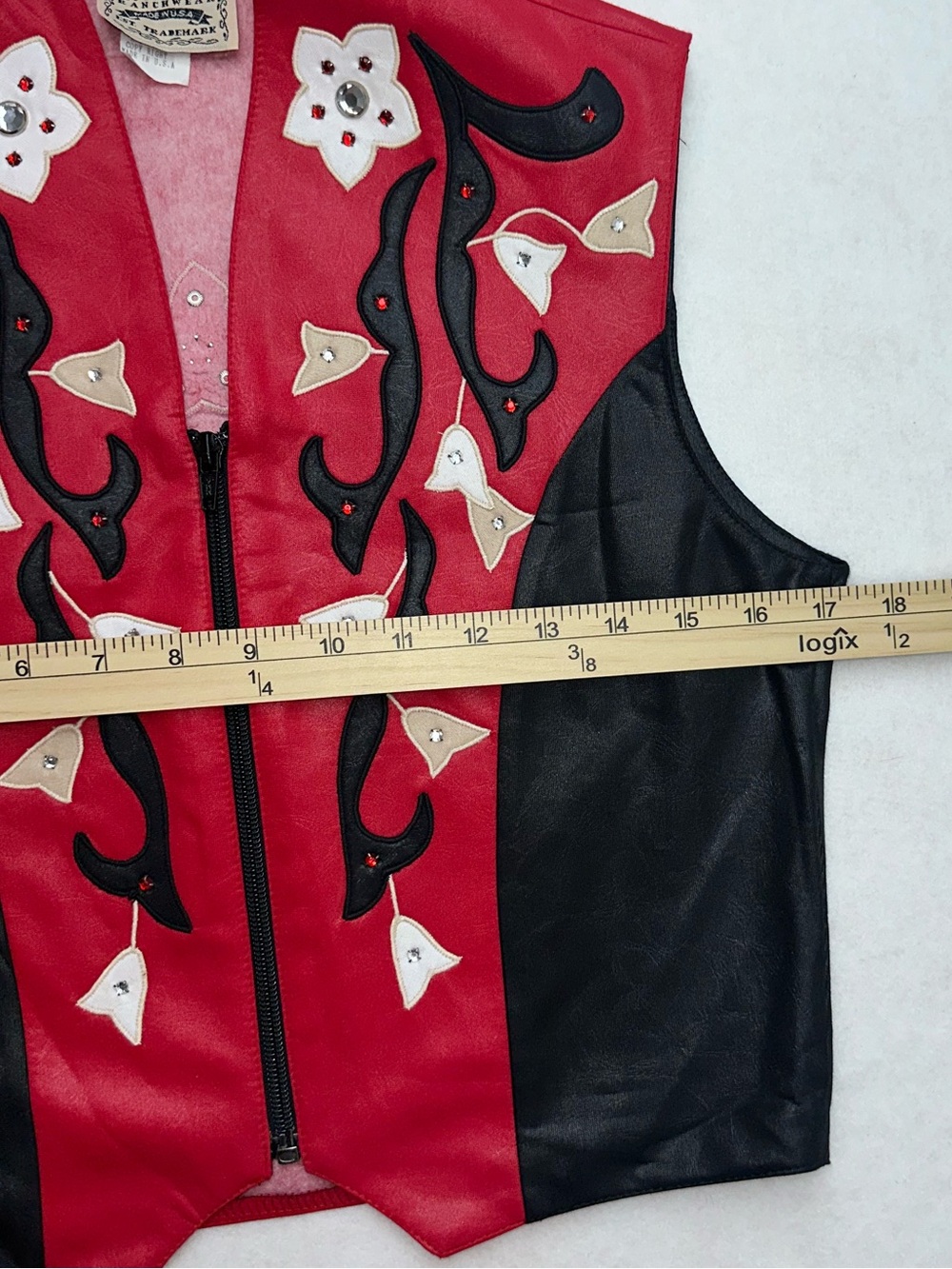 Vintage 1849 Authentic Ranchwear Women Small Western Show Vest Red Black - Picture 12 of 13